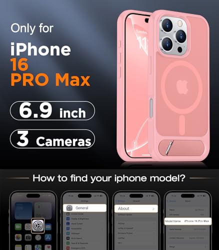 Image of Magnetic Compatible with iPhone 16 Pro Max Case, [Built-in Invisible Kickstand][Compatible with MagSafe] [Military Grade Shockproof] Slim Translucent Matte Phone Case for iPhone 16 Pro Max 6.9 inch