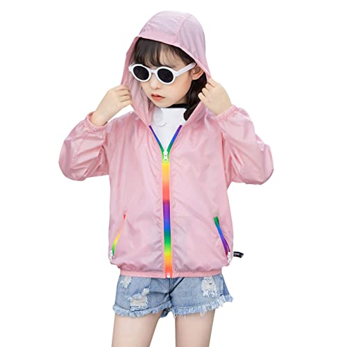 Boys Long Sleeve Zipper Hoodie Jacket Tops Kids Girls Lightweight Summer Rash Guard Breathable Outwear Simple Tees