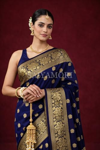 Image of Women's Soft Silk Style Jacquard Saree with Rich Zari Woven Border & Pallu | 5.6 Mtr Saree with 0.8 Mtr Unstitched Blouse