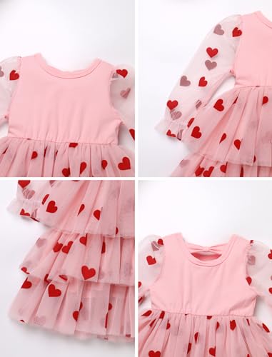 Baby Girl Berry Hearts Butterfly Sequin Tulle Tutu 1st Birthday Valentine Dress Toddler Long Sleeve Cake Smash Outfits3