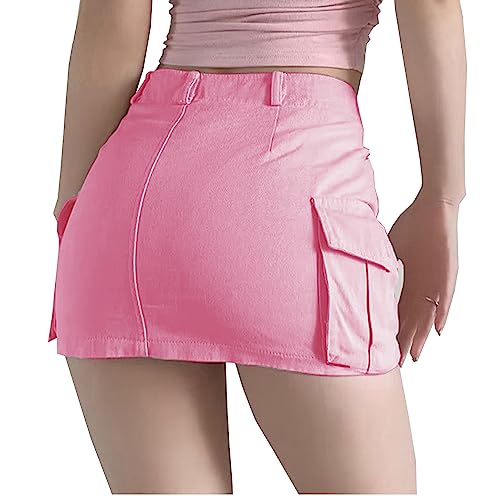 Women's Low Waist Button Bodycon Mini Cargo Skirt with Pocket3
