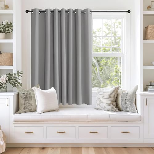 NICETOWN Blackout Curtains 63 inches Long for Living Room Bedroom, Grommet Thermal Insulated Room Divider Drape Window Treatment for Sliding Patio Door, W100 x L63, 1 Panel, Silver Grey