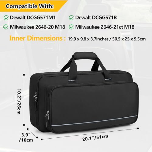 Image of Rexmica Carrying Bag Compatible with Milwaukee 2646-20 M18 / 2646-21ct M18 Grease Gun, Storage Bag Compatible with Dewalt DCGG571M1 / DCGG571B 20V Max Grease Gun, Grease Gun Case with Accessory Pocket