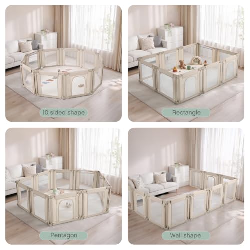 Image of Foldable Baby PlaypenWL601, Khaki (10 Panels)
