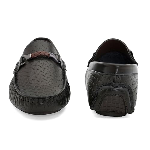 Image of San Frissco Men's Loafers Solid Textured Driving Shoes /Soft Cushion Insole Material with TPR Sole and Patterned Outsole Casual Slip-On /Elevate Your Style with Comfort Perfect for Party - 7 (Brown)