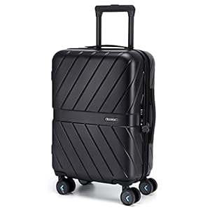 BAGSMART Carry On Luggage 22x14x9 Airline Approved With TSA Lock, 1OO% Polycarbonate Hardside Luggage with Spinner Wheels, Durable Hard Shell Carry On Suitcase 20 inch Black