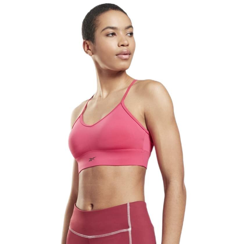 Image of Reebok Women's Satin 91% PES /9% El-Interlock-Hydrophilic Finish /Print-Digital Sublimation-Disperse Classic Workout Sports Bra