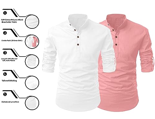 Image of FINIVO FASHION Men's Solid Regular Fit Kurta