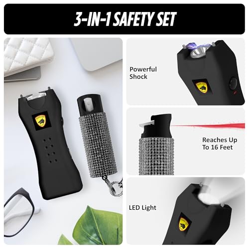 Guard Dog Security Pepper Spray and Stun Gun Flashlight, Rechargeable, Self-Defense Keychain for Women, Pepper Spray and Stun Gun Combo, Personal Security Value Set, Rechargeable Flashlight, 0.5 fl oz