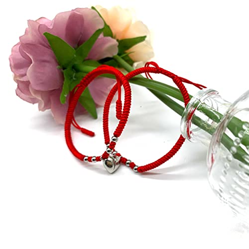 Lamibee Magnetic Matching Red Bracelet, Matching Bracelets For Best Friends, Matching Bracelets Couples, Couples Bracelets Magnetic, Magnetic Love Bracelets, Magnetic Bracelets For Women, Couples, Handmade Rope Braided Adjustable Bracelet #TOP5