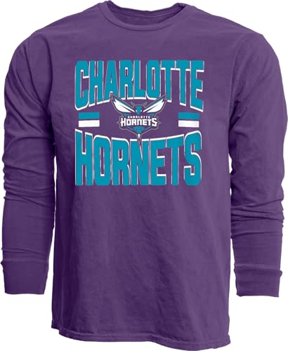 Charlotte Hornets NBA Officially Licensed Long Sleeve T-Shirt Ringspun Bold Team Color, Medium