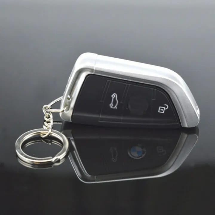 Image of Car Keychain with Cool Red Jet Flame Pocket Lighter Cigarette Stylish Antique Lighter Outdoor Survival Tool Men's Smoking Lighter (Black Wa LED)