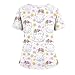 Women's Tops Fashion V-Neck Short Sleeve Overalls with Pockets Print Clothes White XL