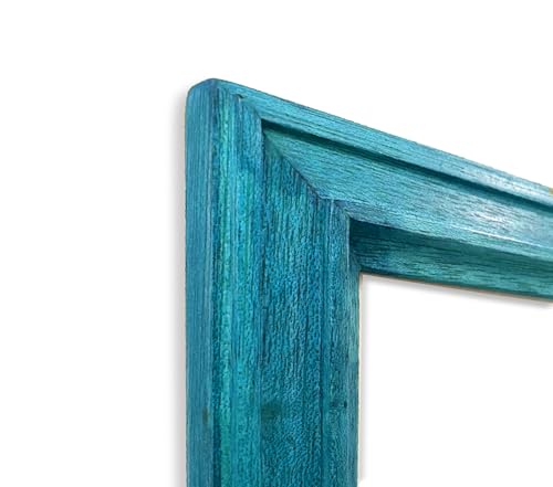 Image of A2 Size Wooden Photo Frame for Wall Decoration, Blue Photo Frame with Mat, A2 size Photo Frame for Posters Photos and Artworks