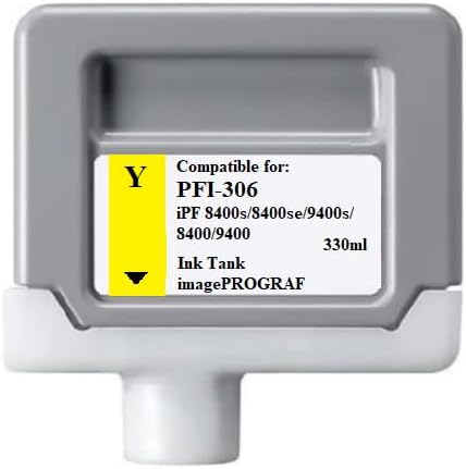 Vivid Colors VC PFI-306 Yellow Ink Cartridge for Canon PFI-306Y (330ml, Yellow) for Canon imagePROGRAF 8400s 8400se 9400s 8400 9400 Printer.