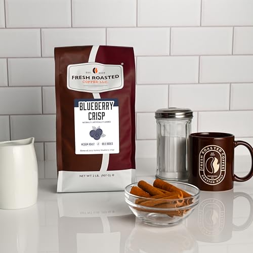 Image of Fresh Roasted Coffee, Blueberry Crisp Flavored Drip Ground Coffee, Medium Roast, Kosher, 2 lb (32 oz)