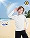 Boys' UPF 50+ Rash Guard Long Sleeve, Girls UV Sun Protection SPF Swim Hoodie, Youth Kids Lightweight Quick Dry Watersports Hooded Shirts for Outdoor Fishing Beach White
