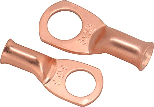 10pcs 8 Awg - 3/8" (M10) Sanuke Wire Lugs Ring Terminal Connectors Ends Heavy Duty for Battery Cable Lug Wire Electrical Eyelets with 3:1 Dual Wall Adhesive Heat Shrink
