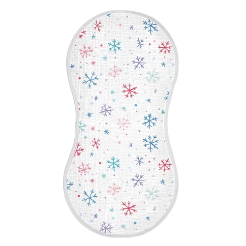 Colorful Snowflake Cotton Baby Burp Cloths Easy Care wash Cloth for Gender Neutral Set of 2, 22x11in2