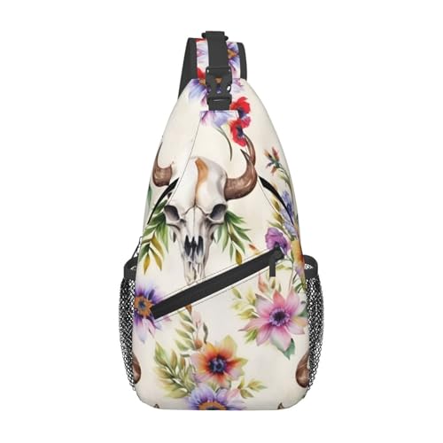 Mochila de pecho con estampado de calavera para senderismo miniatura 1