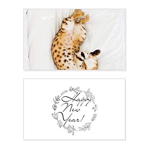 Tarjeta conmemorativa de año nuevo con foto de gato ocelote para amantes de felinos