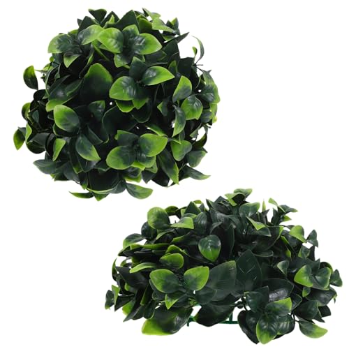 CONGARTENO 2 Bolas de Topiarios Artificiales Colgantes de Plástico Bolas de Plantas Simuladas para Decoración de Techo y Pared Diámetro 25 CM y 20 CM Ideales para Jardín Bodas y