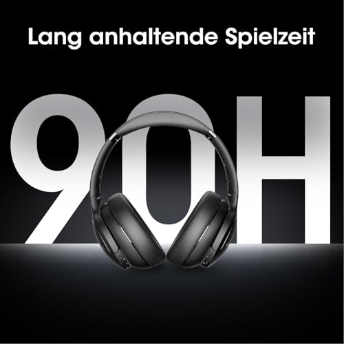 Bluetooth Kopfhörer Over-Ear,90 Std Kopfhörer Kabellos Bluetooth Over Ear mit 3 EQ-Modi,HiFi-Stereo Faltbares Wireless Headphones für Reisen/Büro/Handy/PC-Schwarz – Bild 3