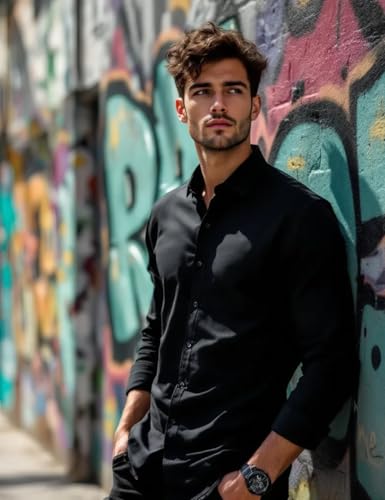 Image of Glowic Men's Plain Casual Shirt | Cotton Soft & Breathable Fabric | Full Sleeve Comfort Fit Stylish Solid Shirts for Office