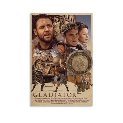 BERULL Pôster de gladiador de filme retrô em tela para presentes de decoração estética de quarto, es