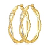 ABPBA Pendientes Aros Oro para Mujer, 40MM Ligeros Hipoalergénico Pendientes de oro Mujer Chapados en Oro de 14K con Circonita Cúbica para Cumpleaños Aniversario Día de la Madre