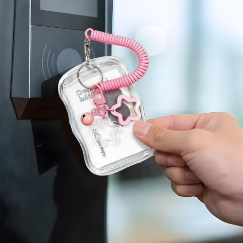 4 Stück Photocard Holder Keychain, Photo ID Card Holder, Ausweishalter Kartenhalter mit Schlüsselanhänger, Kartenhülle für Ausweis, Idol Photo Display Kpop Fans