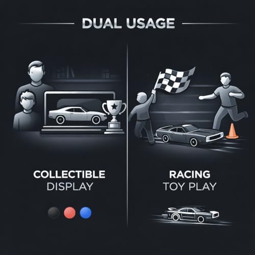 Image of Diecast Charger 1:64 Model Metal Car | Alloy Body Collectible Mini Car with Smooth Wheels | Realistic Display Model & Racing Toy for Kids, Adults & Collectors (Black)