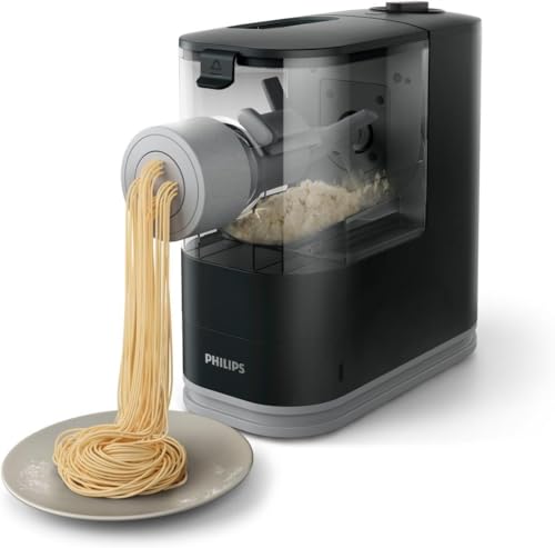 Philips Kitchen Appliances Compact Pasta and Noodle Maker, Viva Collection, Comes with 3 Default Classic Pasta Shaping Discs, Fully Automatic, Recipe Book, Small, Black (HR2371/05) - Image 3