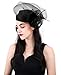 Z&X Sinamay Fascinator Pillbox Hats for Women Wedding Tea Party Mesh Flower Church Hat with Clip Black
