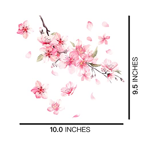 Image of Cherry Blossom Vinyl Car Sticker, Scratch Cover Pink Flower Bumper Decal for Automotive, Motocycle, Home Decor
