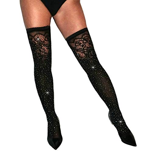 Women's Sparkle Rhinestone Stocking Sexy Shiny Socks Over Knee High Stocking3