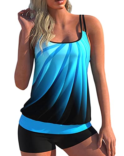 Minetom Tankini Damen Bauchweg Bademode Set Zweiteilig Badeanzug...