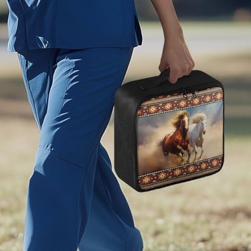 Image of Gomyblomy Aztec Horses First Aid Kit Bag Empty for Home Travel Cars Medical Bag Portable Emergency Kit Large Capacity Storage Pouch for First Aid Supplies
