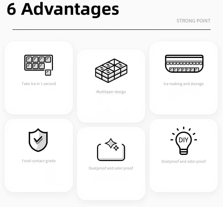 Miniatura 3 de Bandeja redonda y cuadrada para cubitos de hielo, molde para hacer bolas de hielo para congelador con contenedor, bandeja circular para cubitos de