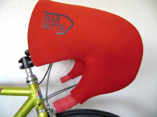 Bar Mitts Cold Weather Road Bicycle Handlebar Mittens fits Shimano Shifters with Externally Routed Shift Cables, Red, Small
