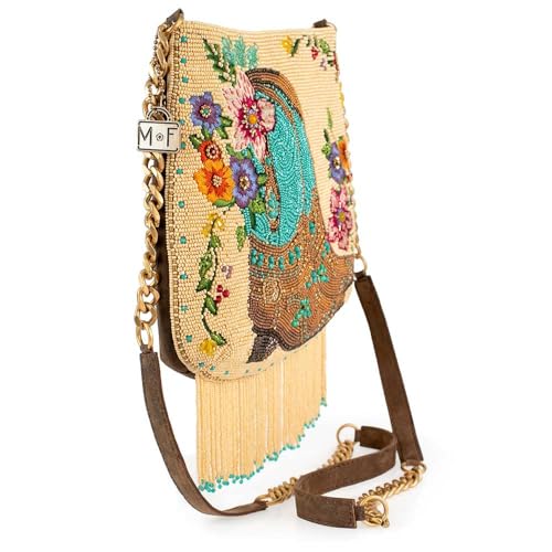 Mary Frances Line Dance Beaded Crossbody Handbag Western Boot Motif Purse with Fringe and Phone Compartment, Multicolor3