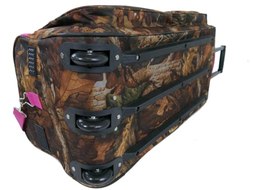 Large 30 Itch"E-Z Roll" Real Tree Hunting Rolling Duffel Bag/Printed Camouflage Wheel Bag(Pink Trim)3