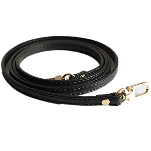 Purse Strap Replacement - PU Leather - 47 Inch Long for Crossbody Shoulder Bag - 0.7 cm Wide (Black)