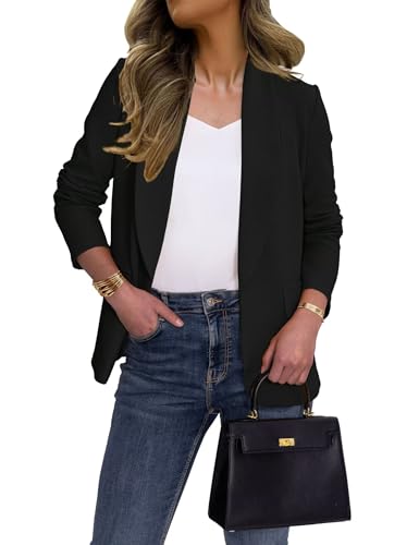 Ahlaray Women's Blazer Business Casual Lapel Collar Long Sleeve Open Front Work Office Suit Jacket Blazer, S-XL3