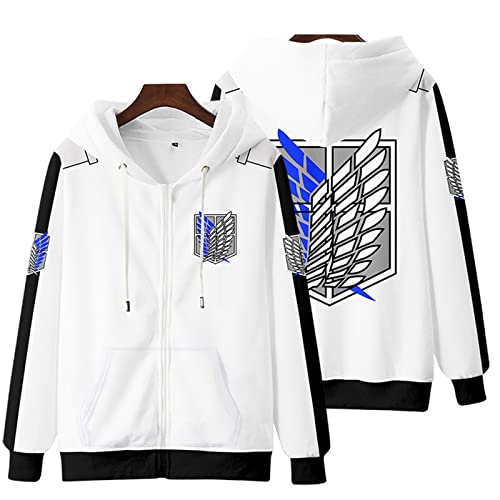 zhedu Aot para Hombre Sudaderas con Capucha Anime Harajuku, Moda con Cremallera, Manga Larga, Shingeki No Kyojin, Ropa De Calle Unisex (M,Color 1)