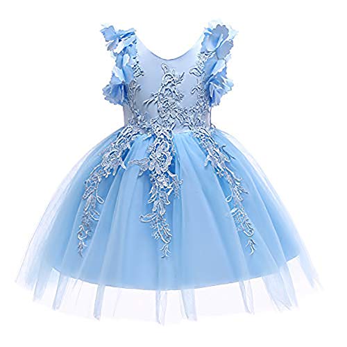 Inlefen Abito Da Principessa Per Bambine In Tulle Con Pois E Fiocco – Vestito Da Cerimonia Per Battesimo, Comunione, Matrimonio, Compleanno – Taglie 12 Mesi A 6 Anni