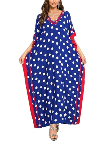 Image of KECVOT Kaftan Dresses for Women V-Neck Print Swimsuit Cover Up Plus Size Beach Caftan Lounge Dress