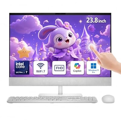 Dell All-in-One 23.8 Desktop Computer - Intel Ultra 7 355U, FHD Touchscreen Display, 16GB DDR5 RAM, 1TB NVMe SSD, Wi-Fi7, BT6, Windows 11 Pro, Copilot+ AI PC, Built for Home & Office Productivity