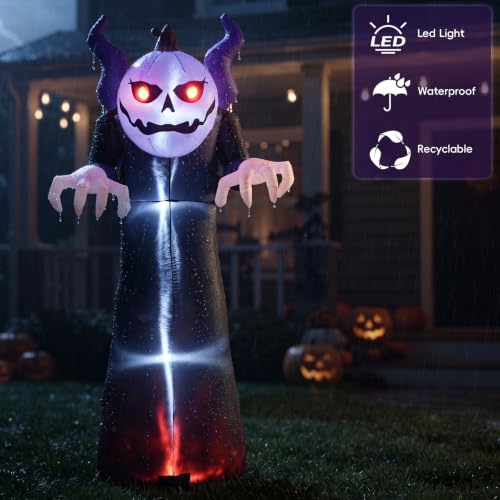 DROFELY 7ft Halloween Death Pumpkin Inflatable Decoration with LEDs - image 6