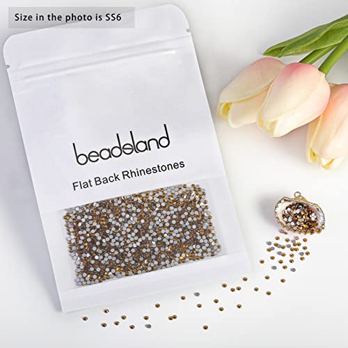 Image of Beadsland 2880pcs Flat Back Crystal Rhinestones Round Gems for Nail Art and Craft Glue Fix,Lt Colorado Topaz,SS6,1.9-2.1mm | Flatback Glass Gems, 1.9-2.1mm, for Nail Art Craft, Glue Fix,Light Brown